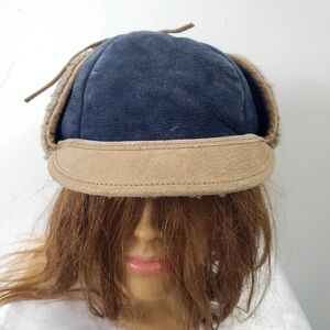 Vintage Shearling Sheepskin Winter Hat with Ear Flaps